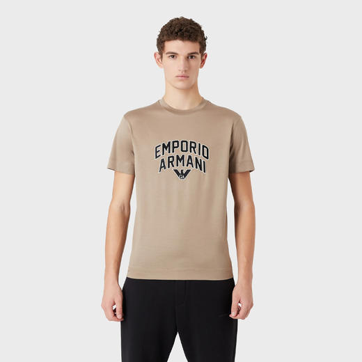EMPORIO ARMANI 阿玛尼 男士字母徽标印花圆领短袖T恤 卡其色 3R1TBF 1JUVZ 0144 商品图1
