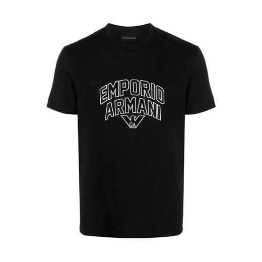 EMPORIO ARMANI 阿玛尼 男士字母徽标印花圆领短袖T恤 黑色 3R1TBF 1JUVZ 0999 商品图0