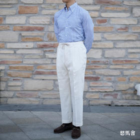 Stylbiella 棉亚麻混织白色意式工艺裤装