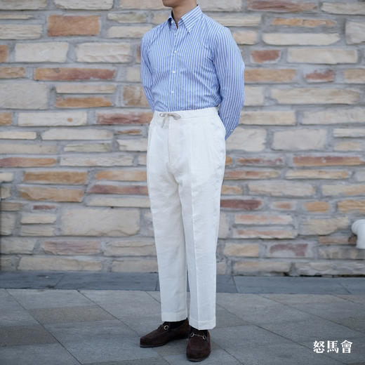 Stylbiella 棉亚麻混织白色意式工艺裤装 商品图0