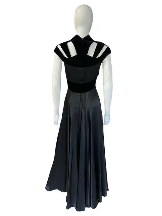 【投稿】喵娘精工@M64《薇安妮》丝绒拼接缎面连衣裙 商品图1