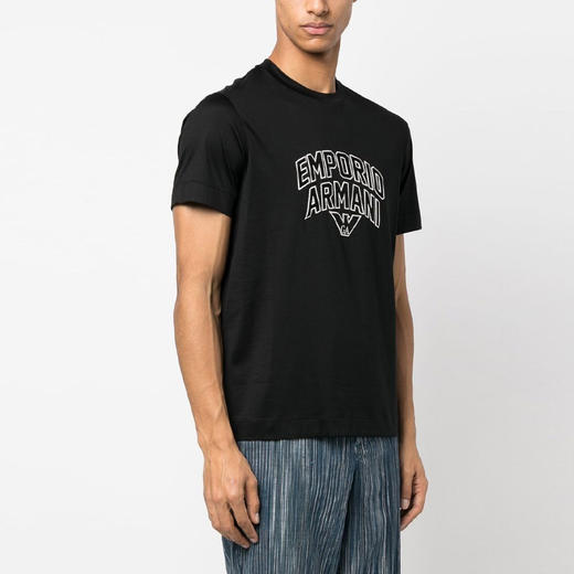 EMPORIO ARMANI 阿玛尼 男士字母徽标印花圆领短袖T恤 黑色 3R1TBF 1JUVZ 0999 商品图1