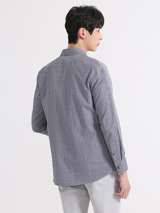 callisto灰调夏日蓝格纹全棉意式领衬衫 SSSTL033C 商品图2