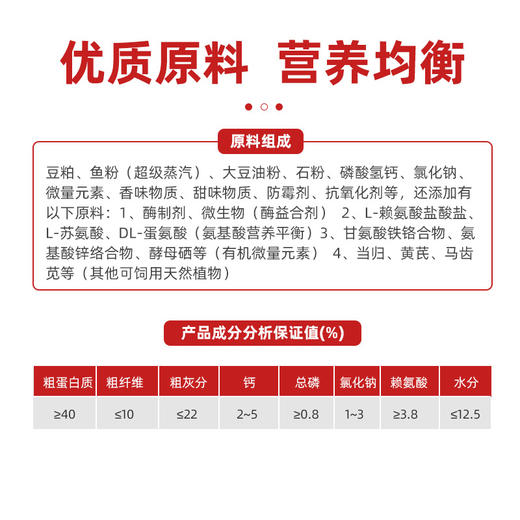 赛为猪饲料25%育肥浓缩料（60斤-出栏））40%蛋白中大猪通用含豆粕鱼粉40斤/袋 商品图3