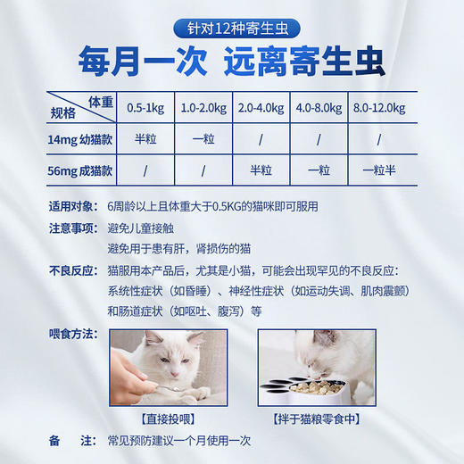 海乐妙 猫用体内驱虫药 米尔贝肟吡喹酮体内驱虫片 商品图1