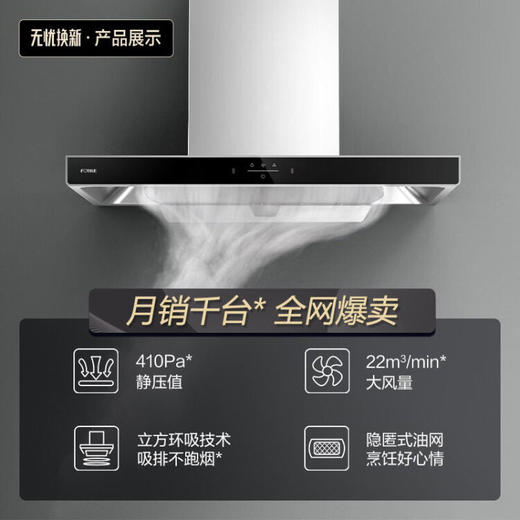 方太（FOTILE）油烟机灶具套装 欧式顶吸抽油烟机燃气灶烟灶套装 家用22大风量一键瞬吸挥手智控5A云魔方EMC2A 22大风量+4.5kW猛火TH31B【烟灶两件套】 天然气/液化气备注 商品图1