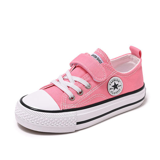 新款儿童帆布鞋小白鞋男女童低帮松紧kids小中大童 商品图13