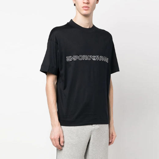 EMPORIO ARMANI 阿玛尼 男士字母徽标印花圆领短袖T恤 深蓝色 3R1TBD 1JUVZ 0920 商品图1