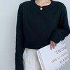 「黑白两色！220克新疆精梳棉」厚实精梳棉纯色内搭长袖t恤 女宽松春秋打底衫上衣 商品缩略图1