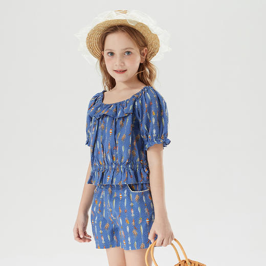 mettekids女童装时髦套装洋气2022新款儿童炸街短袖T恤夏季短裤 商品图2