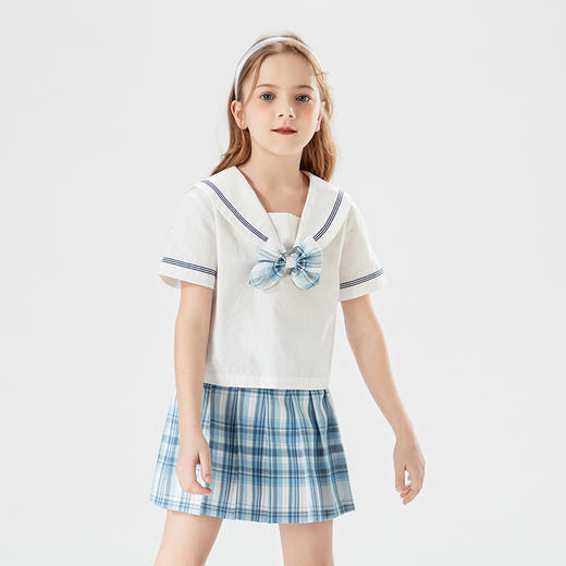 mettekids儿童装时髦套装洋气2022新款夏装女童百搭JK裙子夏上衣 商品图3