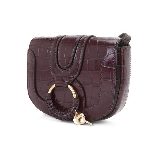 Chloe 蔻依 SEE BY CHLOE 女士深红色鳄鱼纹牛皮迷你单肩斜挎马鞍包 酒红 商品图1