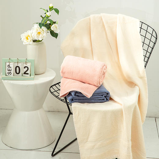 超柔加厚长绒棉浴巾（粉/米/蓝） cs 商品图0