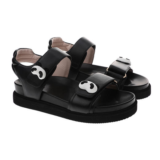 sheme国宝小白系列休闲可爱厚底熊猫头烫钻女士凉鞋可定制 商品图11