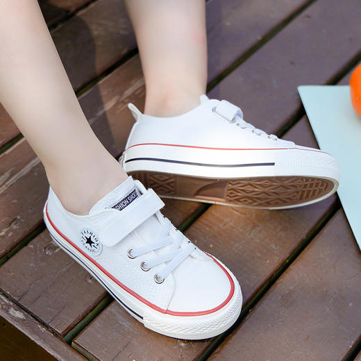 新款儿童帆布鞋小白鞋男女童低帮松紧kids小中大童 商品图2