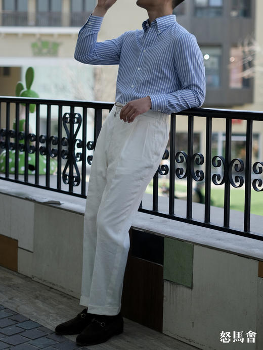 Stylbiella 棉亚麻混织白色意式工艺裤装 商品图2