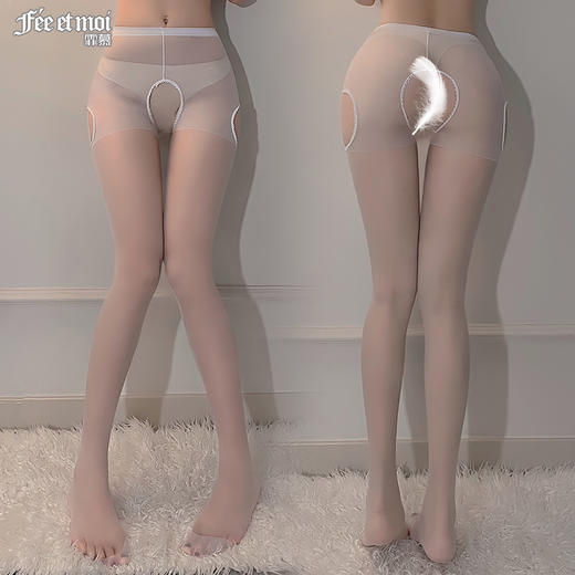 霏慕四面开档连裤袜7307 情趣内衣夫妻房事刺激轻薄丝袜蕾丝长筒袜性感透视免脱弹力紧身黑丝诱惑床上衣服 商品图8