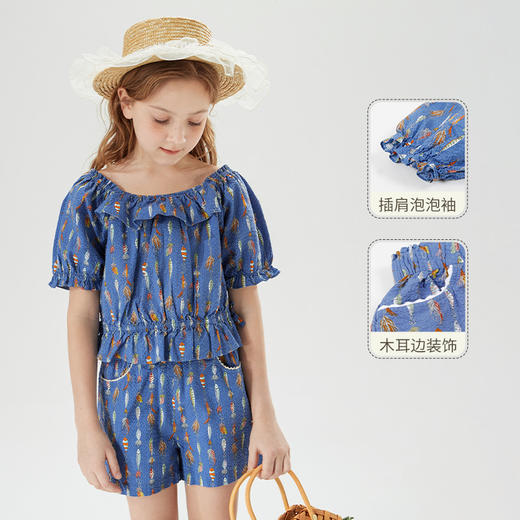 mettekids女童装时髦套装洋气2022新款儿童炸街短袖T恤夏季短裤 商品图0