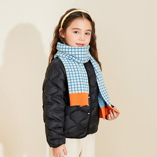 mettekids儿童围巾纯羊绒男童女童新款格子针织秋冬季保暖围脖 商品图3