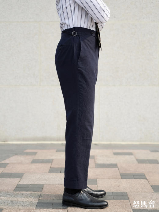 Sojitz 泡泡纱藏蓝色意式工艺裤装 商品图2