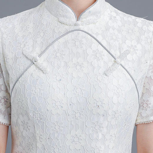 QYM MG7766-Y改良旗袍裙中式蕾丝连衣裙 商品图3