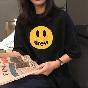 「九款配色！男女同款」Drew笑脸短袖Justin Bieber同款潮牌宽松棉情侣款T恤上衣