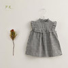 【马克珍妮 芦芙】夏装新款 女童法式木耳边格纹连衣裙230395 商品缩略图1