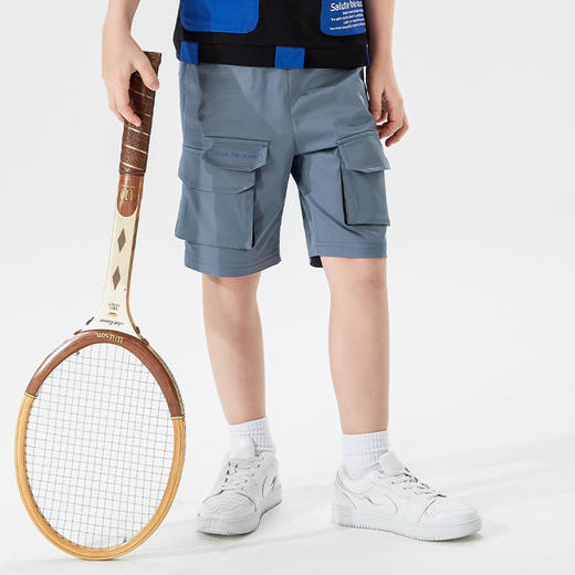 mettekids儿童裤子2022夏新款男童薄款短裤五分裤拼接休闲工装裤 商品图2