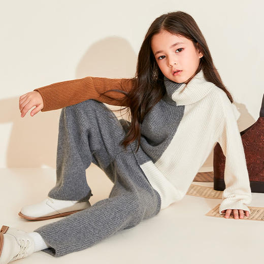 mettekids儿童羊绒衫春秋新款针织阔腿裤男童女童加厚毛衣套装 商品图2