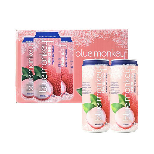 MM 山姆 Blue Monkey越南进口 荔枝果汁气泡饮料（碳酸饮料）330ml*16 商品图0