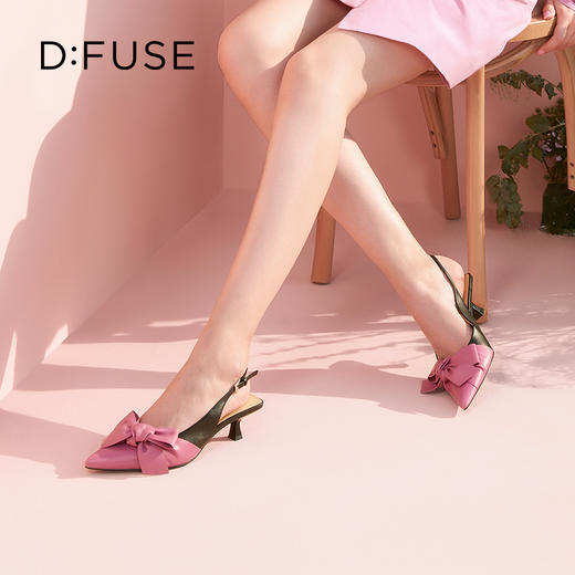 DFuse迪芙斯2023春季新款羊皮尖头蝴蝶结单鞋凉鞋女鞋DF31114043 商品图11