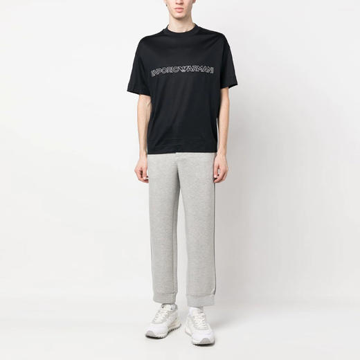 EMPORIO ARMANI 阿玛尼 男士字母徽标印花圆领短袖T恤 深蓝色 3R1TBD 1JUVZ 0920 商品图3