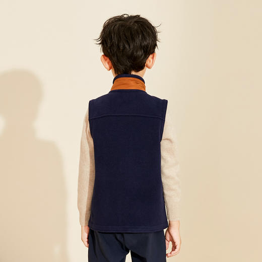 mettekids儿童摇粒绒马甲2022秋款针织背心男童外穿内搭无袖毛衣 商品图3