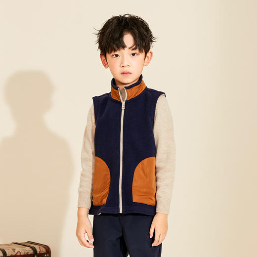 mettekids儿童摇粒绒马甲2022秋款针织背心男童外穿内搭无袖毛衣 商品图2