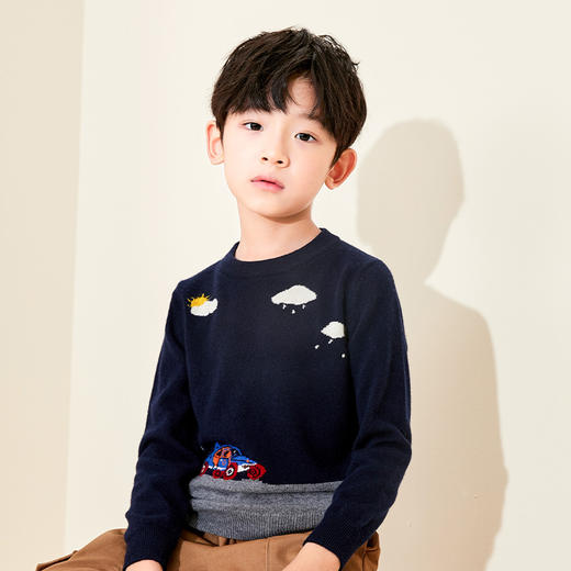 mettekids男童羊绒衫春秋新款童装毛衣儿童卡通洋气圆领针织衫 商品图2