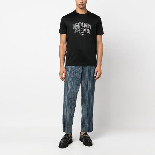 EMPORIO ARMANI 阿玛尼 男士字母徽标印花圆领短袖T恤 黑色 3R1TBF 1JUVZ 0999 商品图3
