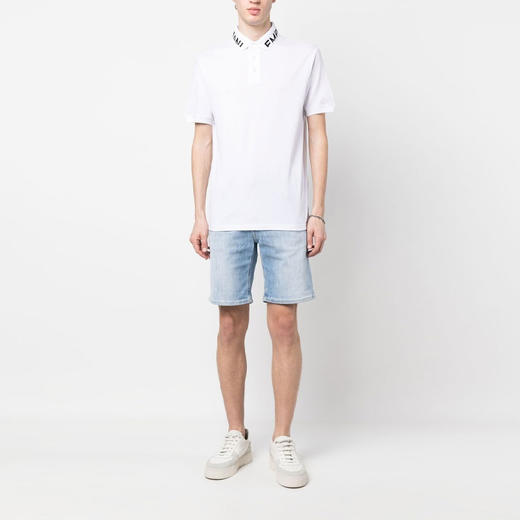 EMPORIO ARMANI 阿玛尼 男士标志衣领丝光珠地布短袖 Polo 衫 白色 3R1FG4 1JTKZ 0184 商品图3