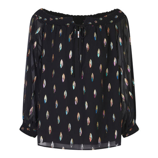 SEE BY CHLOE 女士黑色真丝刺绣长袖一字肩上衣 CHS22SHT03022 商品图0