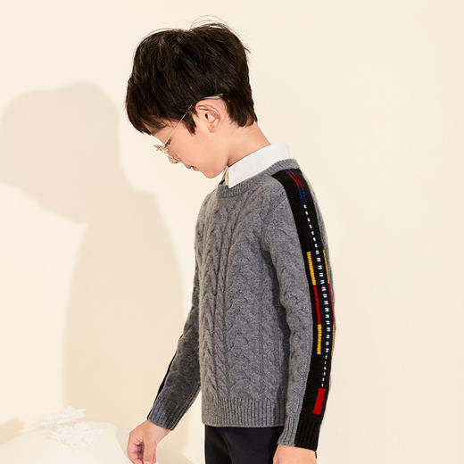 mettekids男童羊绒衫春秋新款童装针织衫儿童圆领加厚宽松毛衣 商品图0