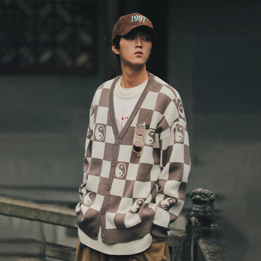 药九玖柒 1997邮政局/太极格纹开衫/JQ21100050 商品图1