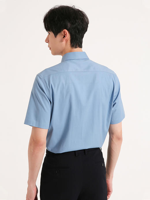 callisto蓝色桑蚕丝混纺短袖衬衫 SSSTS016C 商品图2