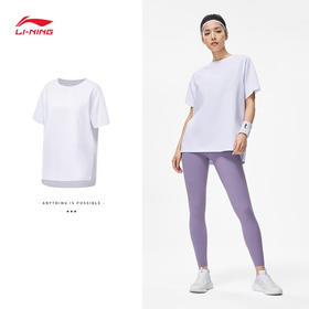 李宁（LI-NING）短袖T恤女春夏2023新品运动套头圆领休闲打底衫POLO衫ATST224