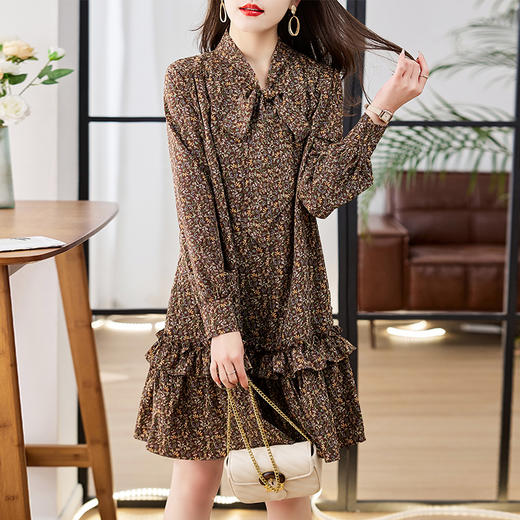 春夏新款，复古碎花长袖连衣裙HR-ZYF2317-1 商品图2