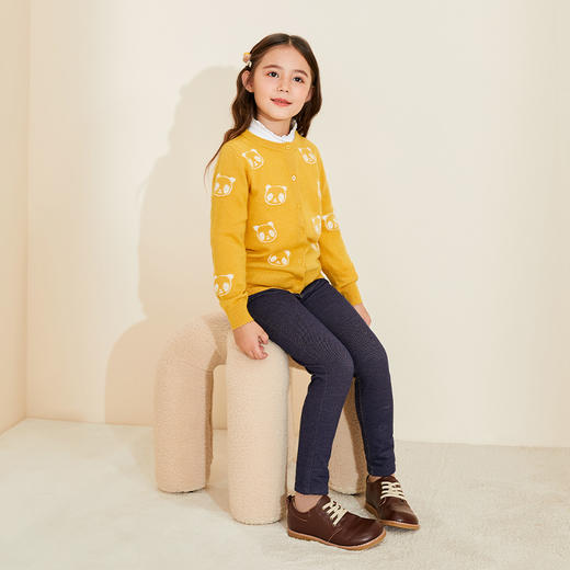 mettekids儿童羊绒衫春秋新款女童针织开衫中大童可爱熊猫毛衣 商品图1