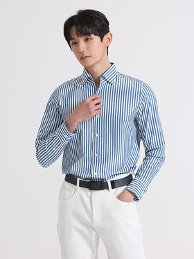 callisto夏日蓝条纹全棉法式领衬衫 SSSTL003C