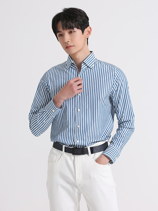 callisto夏日蓝条纹全棉法式领衬衫 SSSTL003C 商品图0