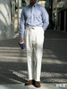 Stylbiella 棉亚麻混织白色意式工艺裤装 商品缩略图4