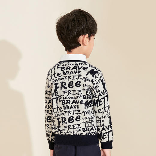 mettekids儿童羊绒衫春秋款童装女童毛衣字母提花加厚男童针织衫 商品图3