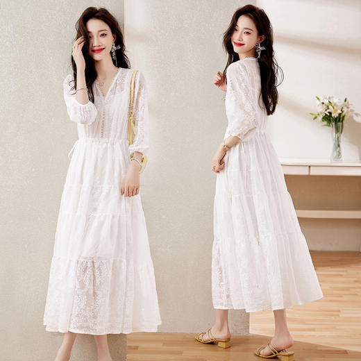 时尚潮流，灯笼袖大摆型显瘦蕾丝连衣裙HR-WL230089 商品图3