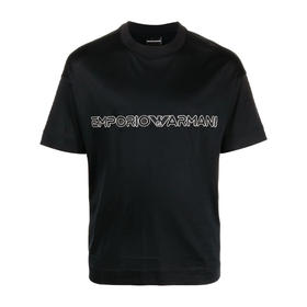 EMPORIO ARMANI 阿玛尼 男士字母徽标印花圆领短袖T恤 深蓝色 3R1TBD 1JUVZ 0920
